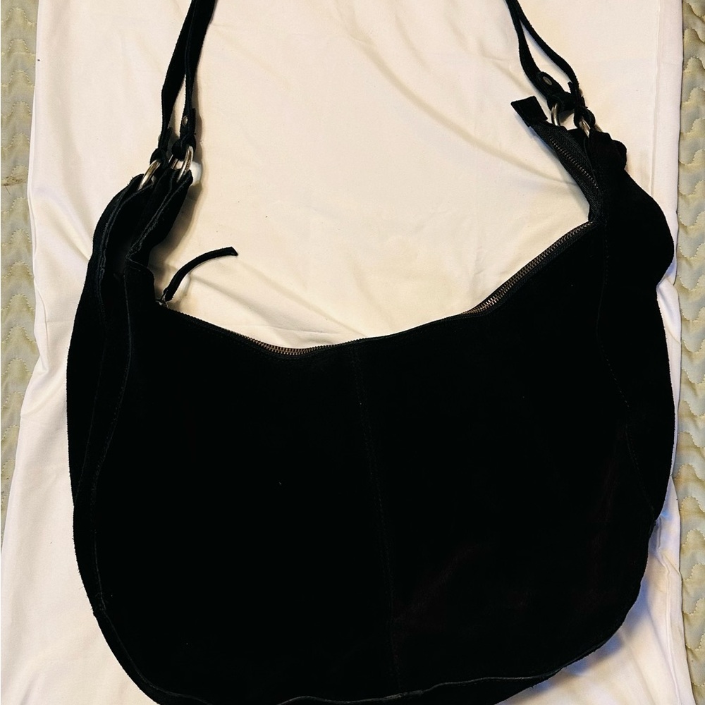 Free People Black Roma Hobo Bag Genuine Suede NWOT